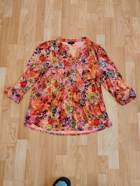 Cocomo Multicolor Floral Sleeveless Top in Coral and Pink Size PXL